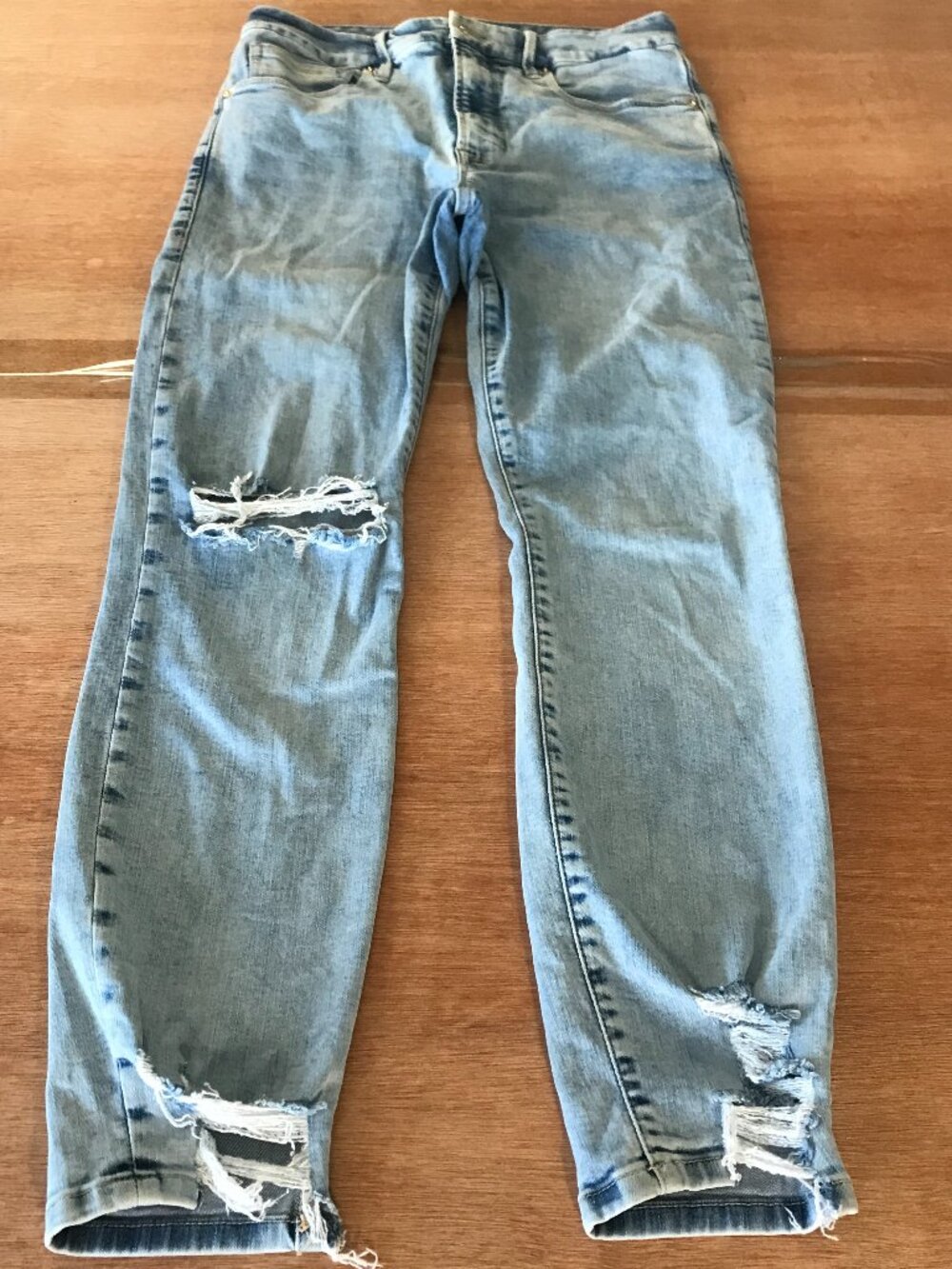 Good American Good Legs Skinny Jeans Women 6/28 Blue Mid Rise Distressed Stretch